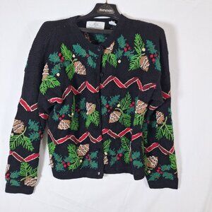 Design Options Pine Cone Cardigan Sweater cottagecore size large